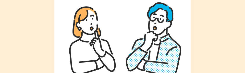 考える男女のイラスト