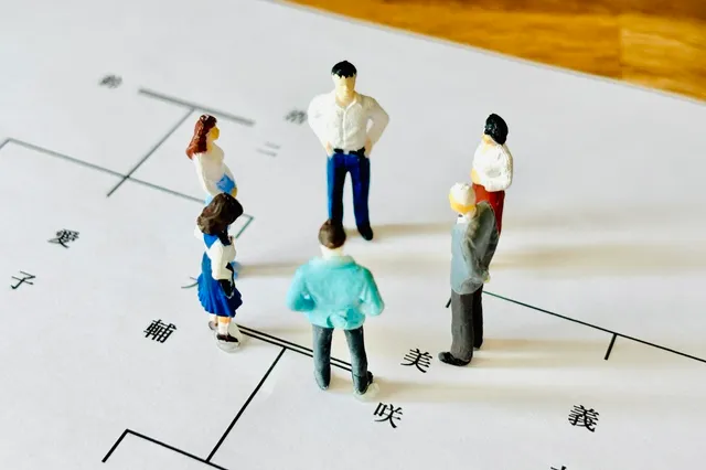 家系図と家族の人形